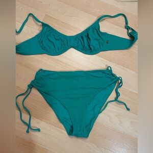 La Vie En Rose Teal Ruched Underwire Bikini Set